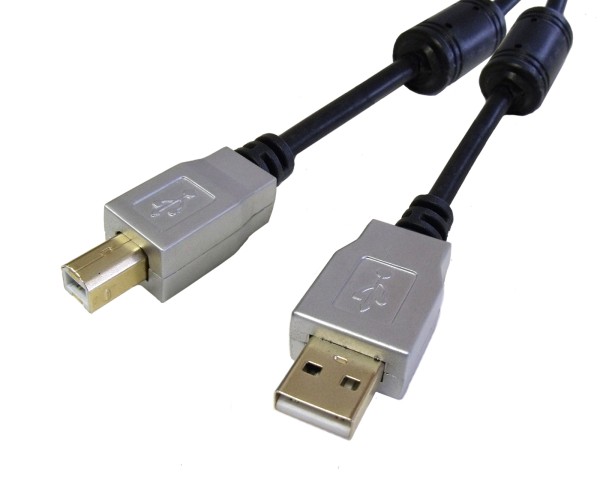 1,8m Home Cinema USB 2.0 Kabel A-Stecker &gt; B-Stecker vergoldet 2fach geschirmt
