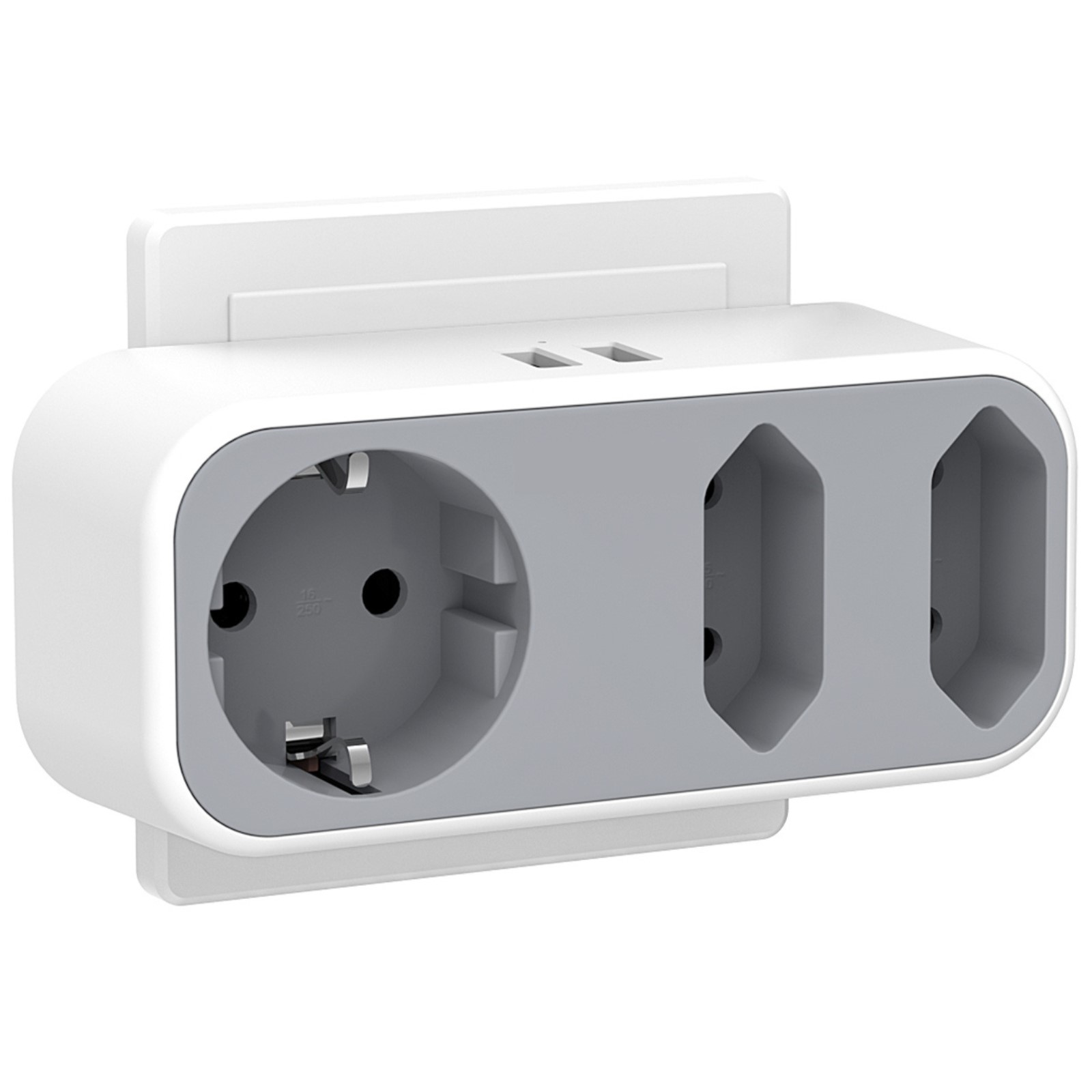 3-fach Tessan Mehrfachsteckdose Wand- Steckdosen Adapter 2x USB Ladegerät  weiß