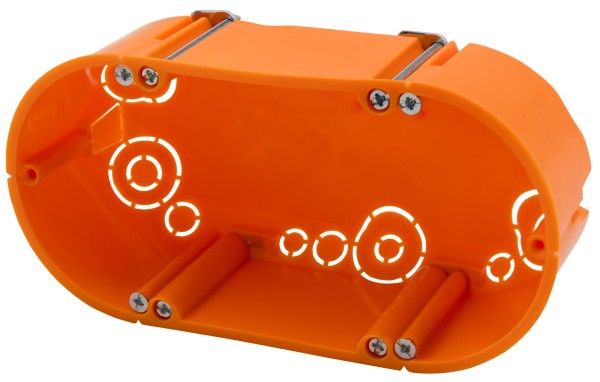 8x Hohlwand Gerätedose HWD doppelte Ausführung Einbautiefe 47mm inkl. Geräteschrauben orange