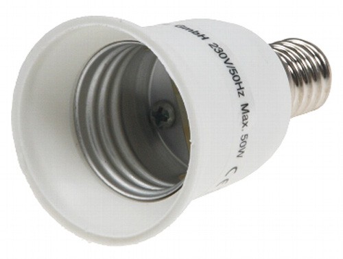 1* Lampensockel Adapter von Sockel E14 &gt; E27 Fassung Leuchtmittel LED kompat.
