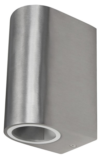 Wandleuchte McShine Oval-E Edelstahl-Optik IP44 2x GU10 Aluminium Gehäuse