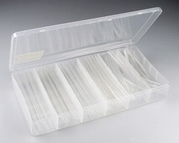 100-tlg Schrumpfschlauch Sortiment Set-Box Schrumpfschläuche transparent