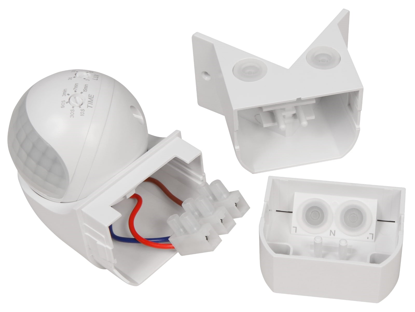 Mini Bewegungsmelder 180° weiß für LED 1-800W max.12m 10Sec.-15Min IP44 230V 