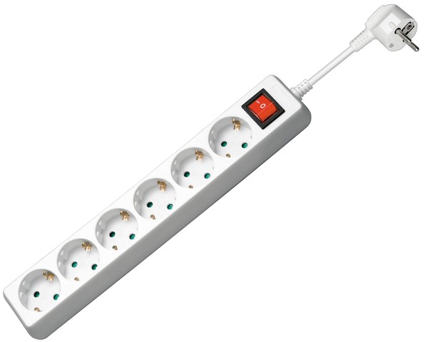 Goobay® Steckdosenleiste weiß 6-fach Mehrfachsteckdose Schalter 1,4m Kabel