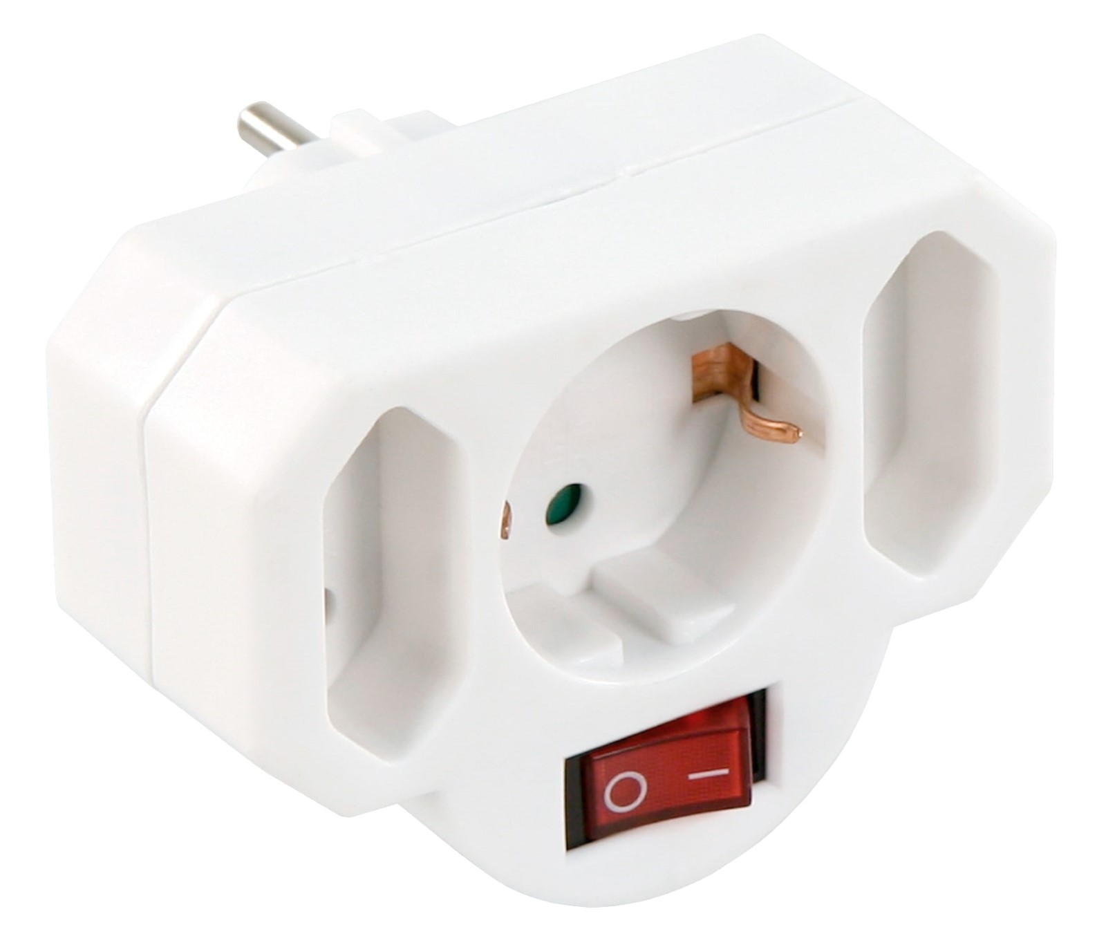 McPower weiß Übergangsstecker Adapterstecker 1x Schutzkontakt und 2x Euro 
