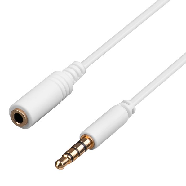 2m 4 pol Audio 3,5mm Klinken Verlängerungs Kabel für Apple iPhone iPad weiss