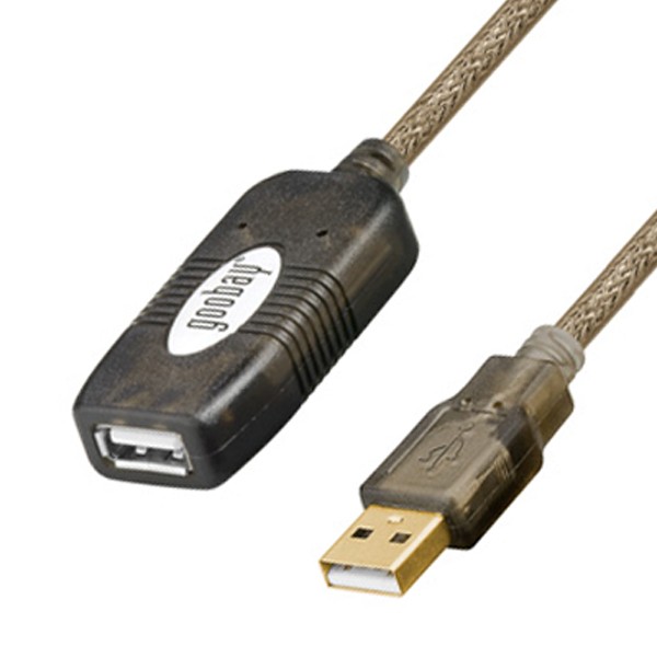 Goobay® 5m USB 2.0 aktive Verlängerung mit Verstärker 480 Mbps Repeater Kabel