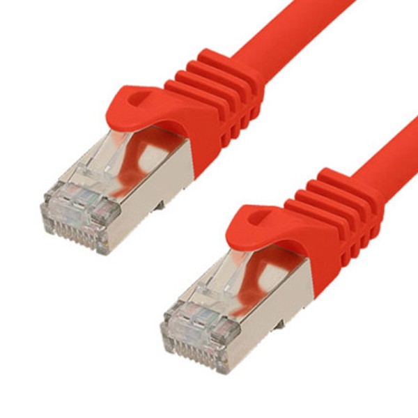 0,5m RJ45 Patchkabel rot mit CAT 7 Rohkabel LAN DSL Netzwerkkabel S/FTP PIMF