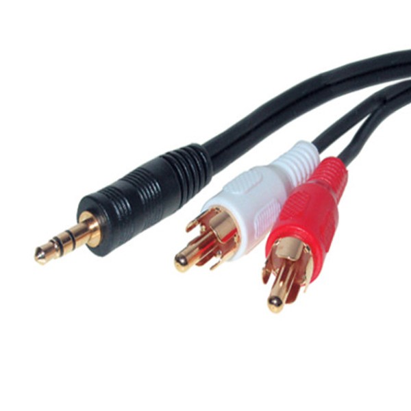 1,5m AUX Audiokabel vergoldet 3,5mm Klinke St. > 2x Cinch Stecker Adapter Kabel