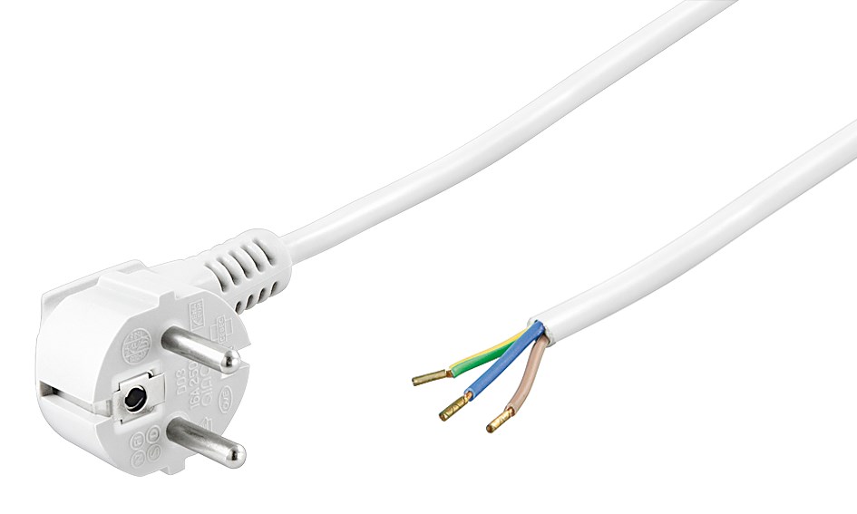 3m Netzkabel Stecker abgwinkelt Typ F CEE 7/7 > Buchse Kaltgeräteanschluss weiß 
