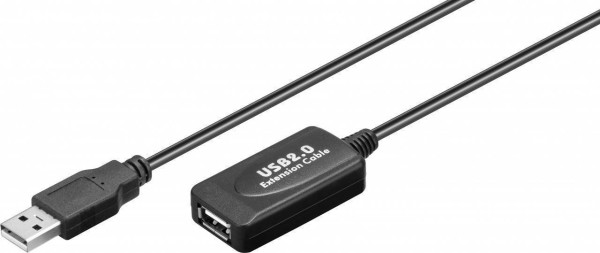 Goobay® 10m USB 2.0 aktive Verlängerung mit Verstärker 480 Mbps Repeater Kabel