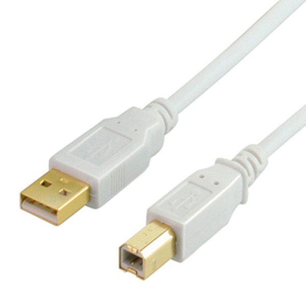 1,8m High End USB 2.0 Kabel A-Stecker &gt; B-Stecker vergoldet weiss geschirmt
