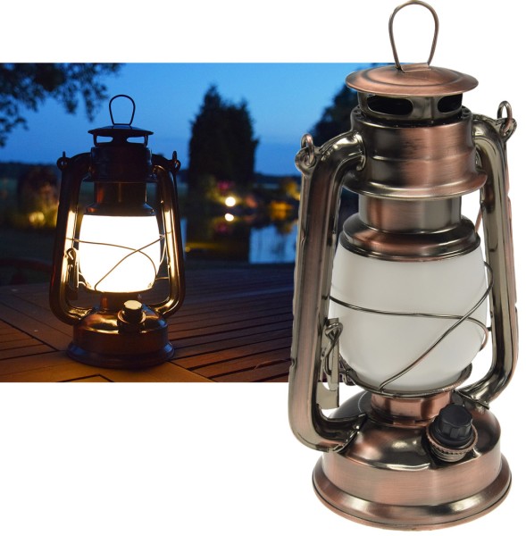 LED Camping Laterne im Retro Stil Petroleum Sturmlaterne - Metall Outdoor Lampe