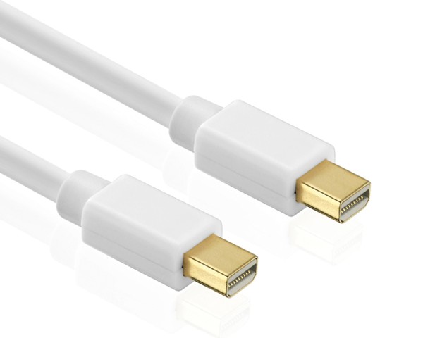 1m Mini Display Port Kabel | 1.2 Mini DP Stecker Kabel beidseitig weiß vergoldet
