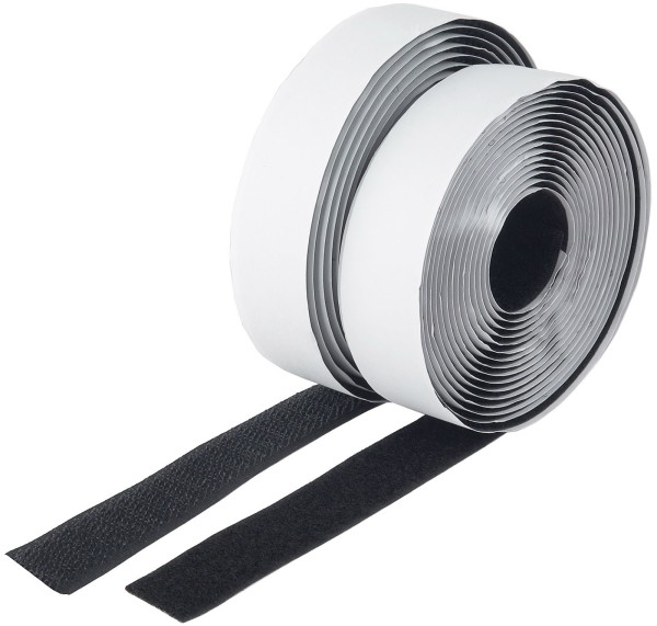 Klettband 10m auf Rolle selbstklebend 2-lagig 1000x2cm schwarz