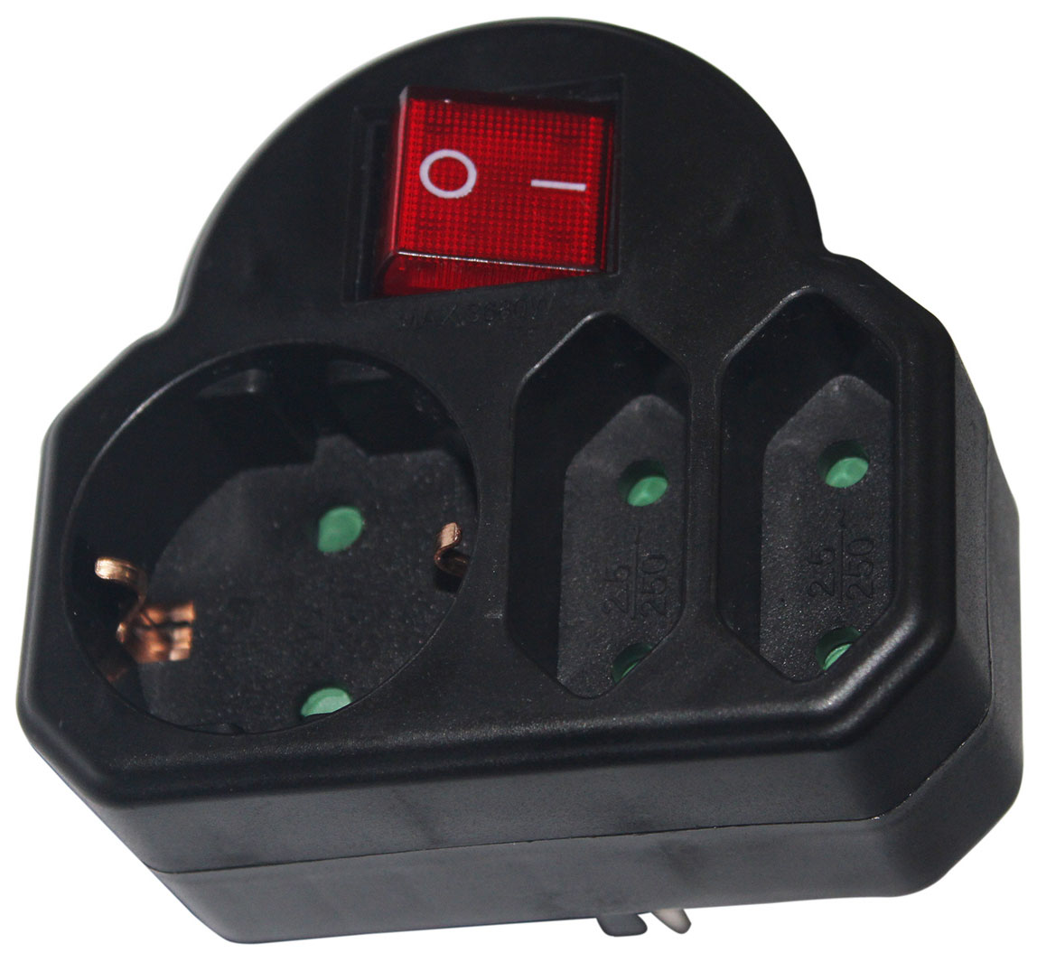 Mehrfachsteckdose 3fach Adapter Multistecker Steckdose Verteiler Euro +  Schalter