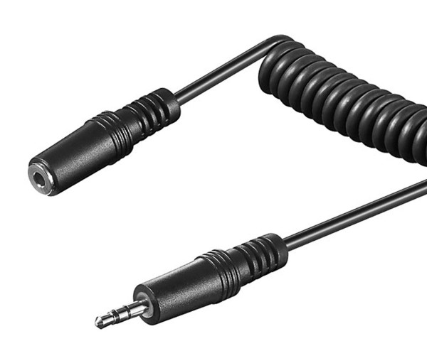 Goobay® Klinken Verlängerung Spriralkabel 3,5mm &gt; 3,5mm Kupplung / Buchse 5m