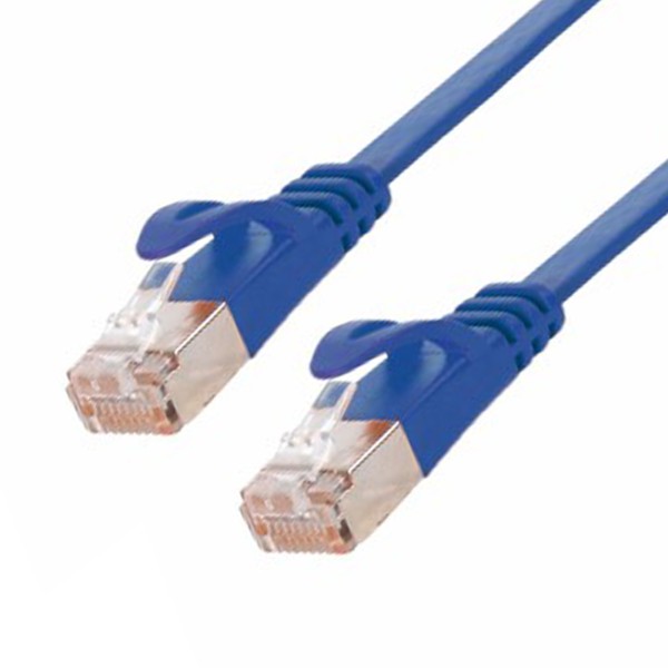 0,25m flaches RJ45 Patchkabel blau mit CAT 7 Rohkabel LAN Netzwerkkabel F/UTP