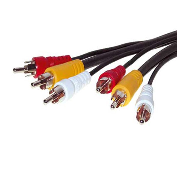 2m Audio Video Chinch Kabel 3xCinch Stecker rot weiss(Audio) gelb(Video 75Ohm)