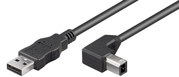 1m USB 2.0 Hi-Speed Kabel A-Stecker auf B-Winkelstecker 90° schwarz Druckerk.
