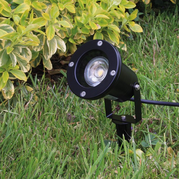 Gartenstrahler schwarz für GU10 + Spieß IP68 Außen Strahler Garten Leuchte 230V