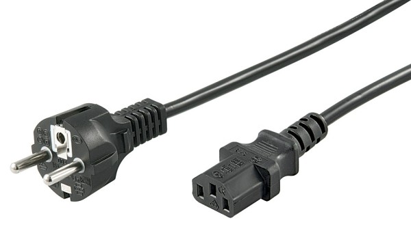 2m Netzkabel Stecker TYP F CEE7/7 &gt; Buchse C13 Kaltgeräteanschluss schwarz