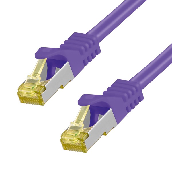 0,25m RJ45 Patchkabel violett mit CAT 7 Rohkabel LAN DSL Netzwerkkabel SFTP PIMF