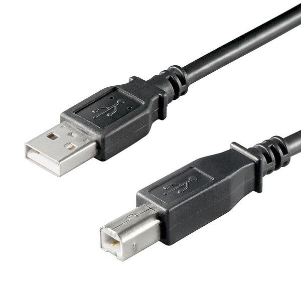 5m USB 2.0 Hi-Speed Kabel A Stecker &gt; B Stecker schwarz 2* geschirmt Goobay®