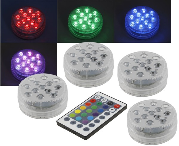 4er-Set Pool Unterwasser LED Licht mit Fernbedienung RGB 16 Farben IP68