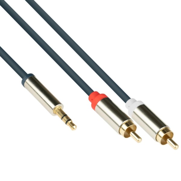 1,5m GC® HQ Audio 3,5mm Klinken Stecker auf 2* Chinch Cinch RCA St. Aux Kabel
