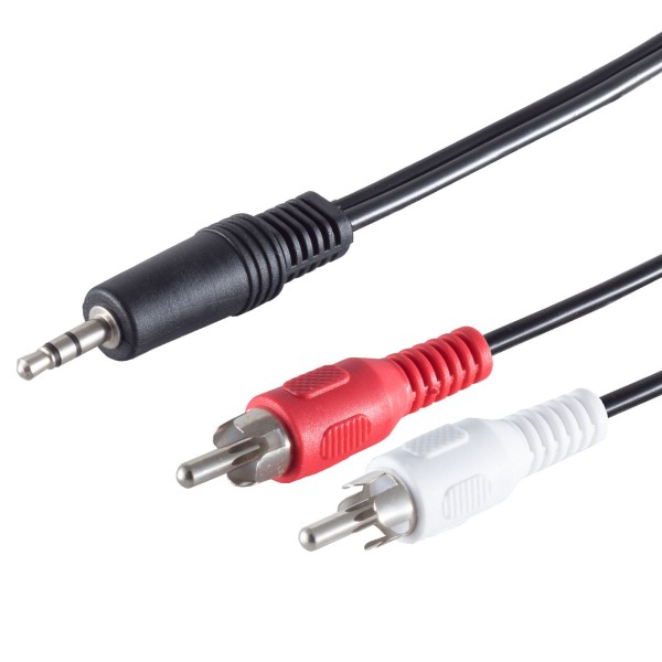 1,5m AUX Audiokabel 3,5mm Klinke Stecker > 2x Cinch RCA Stecker Verteiler Kabel