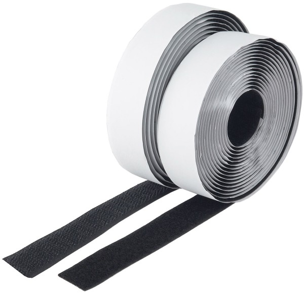 Klettband 3m auf Rolle selbstklebend 2-lagig 300x2cm schwarz