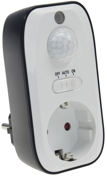 Infrarot Bewegungsmelder Steckdose + Dämmerungs Sensor für z.B. Lampen Licht LED