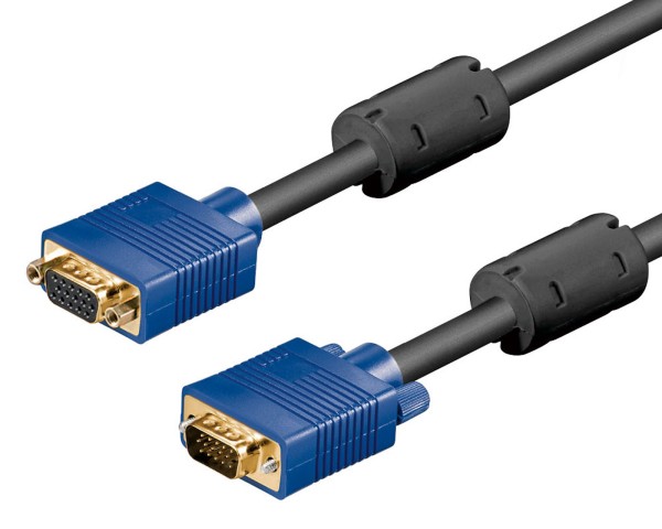 Goobay® 1,8m S-VGA Kabel Verlängerung SVGA VGA schwarz Ferrite vergoldet