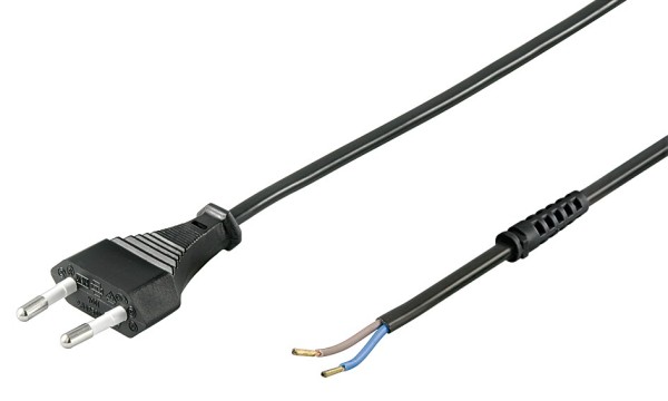 1,5m Strom Kabel Netzkabel Eurostecker Typ C CEE 7/16 &gt; lose Kabelenden schwarz