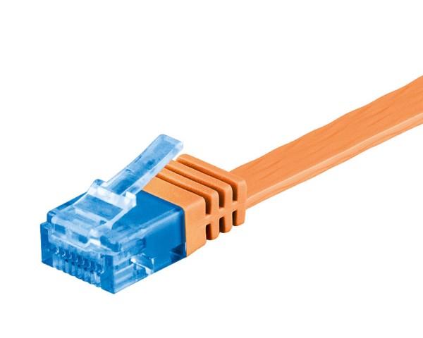 2m CAT 6a Patchkabel Flachkabel 500MHz U/UTP 2xRJ45 Netzwerk Kabel orange 2 m