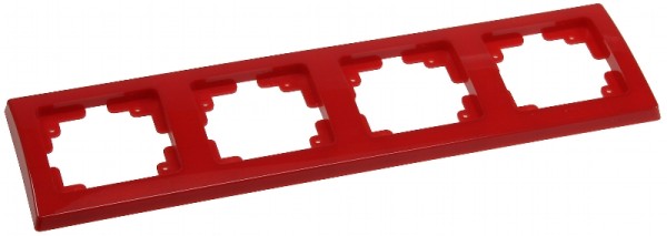 DELPHI 4-fach Rahmen rot für Steckdose Wechsel-Schalter Dimmer Taster usw.