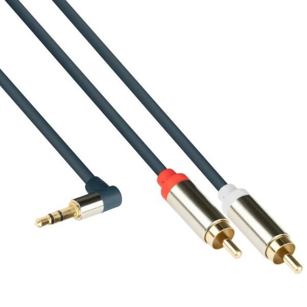 1m GC® HQ Audio 3,5mm Klinken Stecker 90° gewinkelt auf 2* Cinch St. Aux Kabel