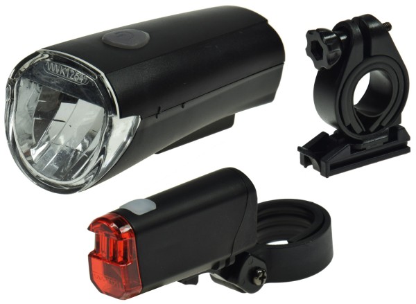 Fahrrad LED Beleuchtung Set Fahrradlicht Scheinwerfer + Rücklicht Batterie StVZO