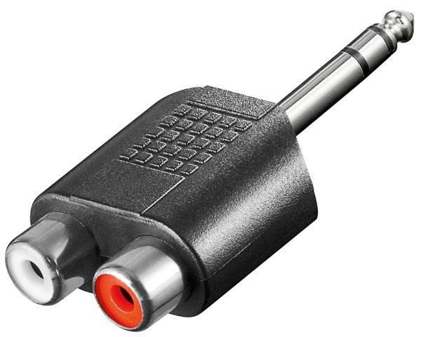 Goobay® Audio Adapter Klinke Kupplung 2*Cinch Buchse &gt; 6,35 Stereo Stecker
