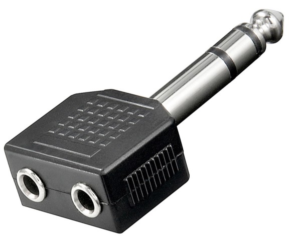 Goobay® Audio Adapter Stereo Klinke 6,3 mm Stecker auf 2 X 3,5 mm Kupplung