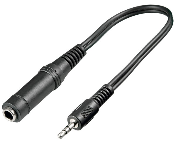 Goobay® 20 cm Klinkenkabel Kabel 3,5 mm Klinke Stecker &gt; 6,35 mm Kupplung