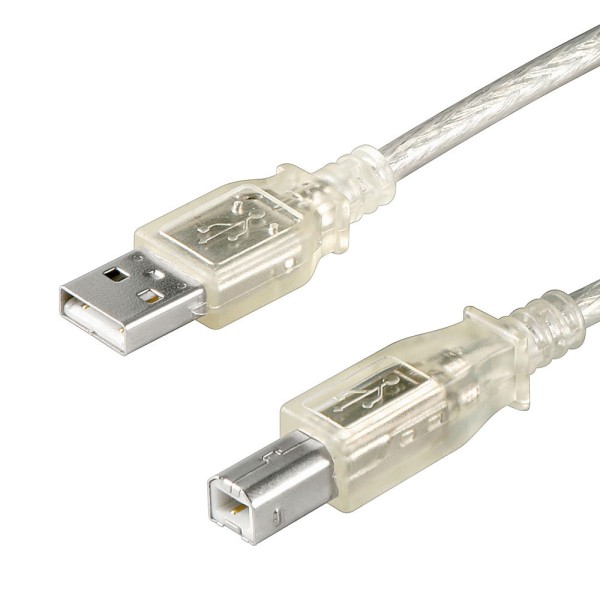 1,8m USB 2.0 Hi-Speed Kabel A Stecker > B Stecker transparent geschirmt Goobay®