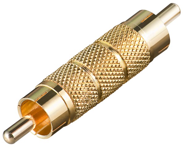 Audio Video Adapter vergoldet 2*Cinch Stecker aus Metall | Video RCA Verbinder