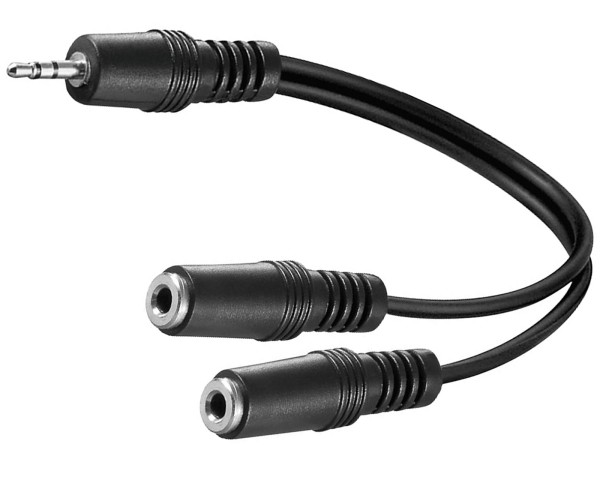 Klinke Y Kabel Splitter 3,5mm St. auf 2x 3,5mm Buchse Stereo Kopfhörer Verteiler