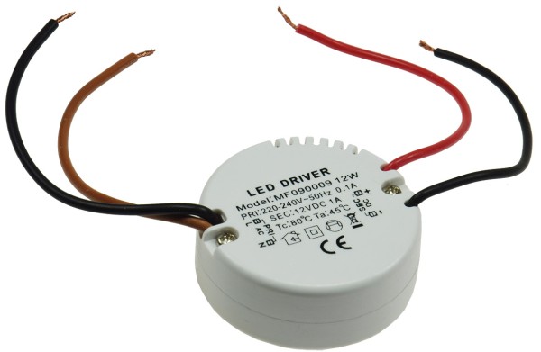 LED Trafo rund Transformator 0,5-12W Treiber 230V~ auf 12V max. 1Ampere