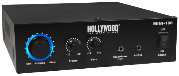 100W HiFi Verstärker HOLLYWOOD &quot;Mini-100&quot; Amplifier Audio Stereo Cinch AUX DJ PA