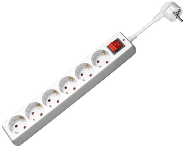Goobay® Steckdosenleiste weiß 6-fach Überspannungsschutz + Schalter 1,5m Kabel