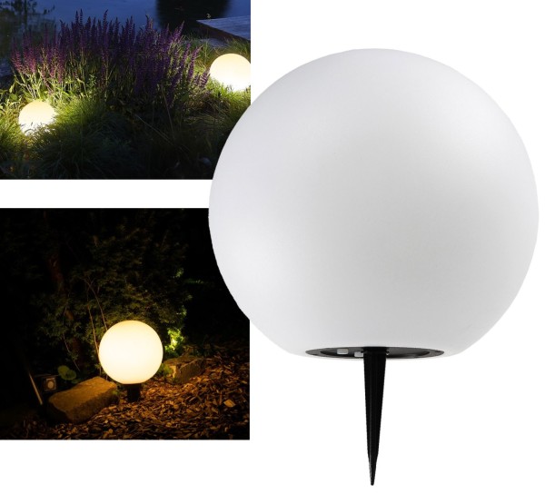 LED Solar Garten Kugelleuchte Ø25cm Außenlampe Leuchtkugel Warmweiß 3000K IP44