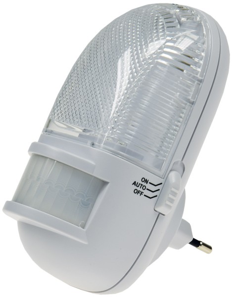 LED Nachtlicht mit Bewegungsmelder für 230V Steckdose 110° bis 5m 3 weiße LEDs